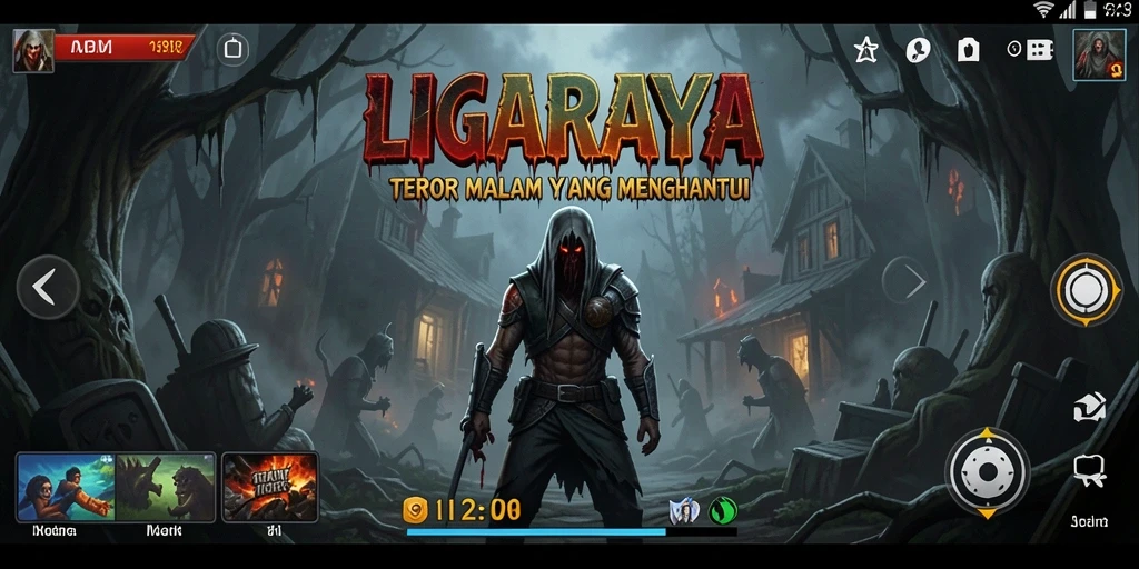 Screenshot gameplay LIGARAYA menunjukkan suasana Horror yang mencekam.