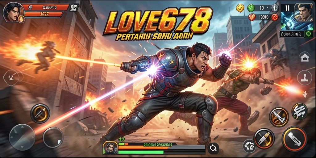 Screenshot gameplay LOVE678 yang menunjukkan aksi pertarungan seru.
