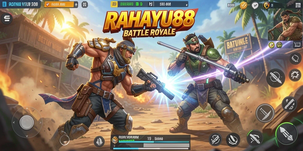 Tampilan seru gameplay RAHAYU88 dalam pertarungan Battle Royale.